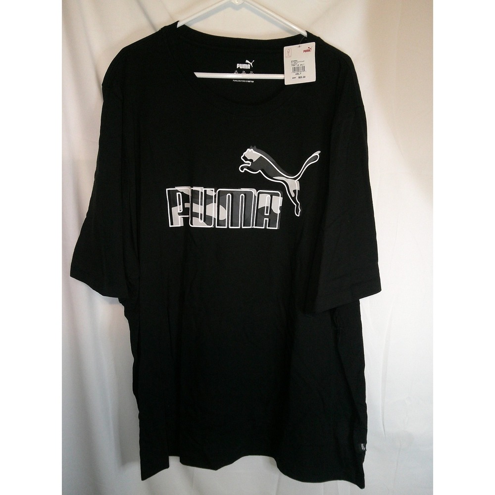 Puma Graphic Logo T-Shirt Crew Neck Short Sleeve Black Men's 4XLT $25 NWT